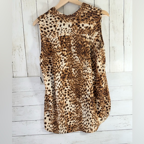 New leopard print sleeveless tank top Worthington flowy loose fit Blouse Sz M - Picture 7 of 11